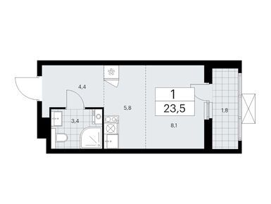 Студия 23.50 кв.м, ЖК «Бунинские кварталы», 9 282 500 руб.