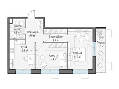 Планировки двухкомнатные в ЖК «Новое Пушкино»