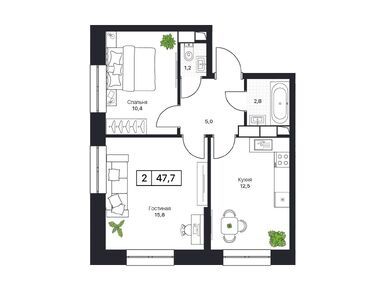 Планировки двухкомнатные в ЖК «Пушкино Град»