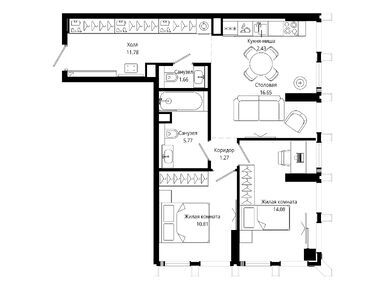 Планировки двухкомнатные в ЖК MOD (Мод)