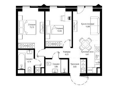 Планировки двухкомнатные в ЖК «Джойс»