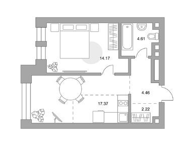 1-комнатная 42.83 кв.м, ЖК MYPRIORITY Павелецкая (Май Приорити Павелецкая), 32 265 460 руб.
