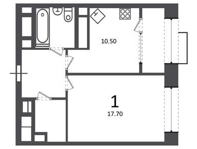 1-комнатная 41.50 кв.м, Жилой дом «Клинская ул., д. 2А», 17 537 539 руб.