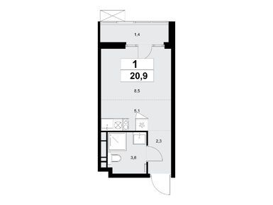 Студия 20.90 кв.м, ЖК «Деснаречье», 9 961 985 руб.
