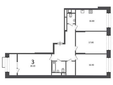 Планировки трехкомнатные в Жилой дом «Клинская ул., д. 2А»