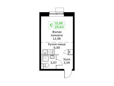 Студия 25.64 кв.м, ЖК «КИТ 2», 8 206 979 руб.