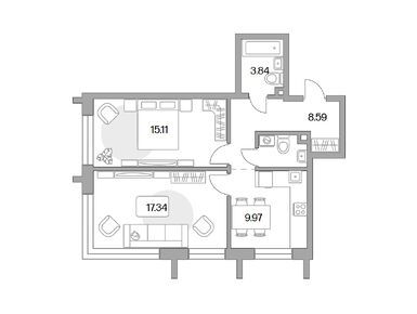Планировки двухкомнатные в ЖК MYPRIORITY Дубровка (Май Приорити Дубровка)