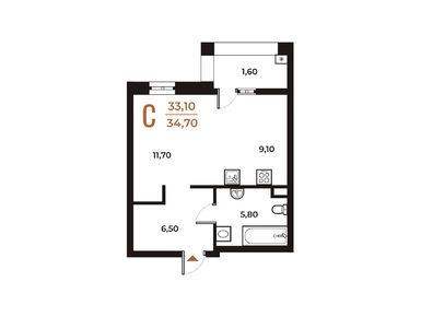 Студия 34.70 кв.м, ЖК «Новое Летово», 9 950 156 руб.