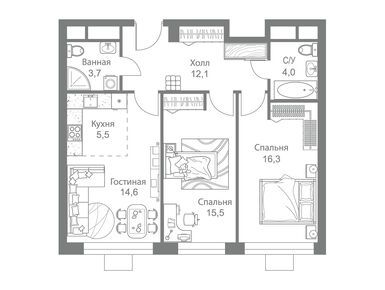 Планировки трехкомнатные в ЖК Stellar City (Стеллар Сити)