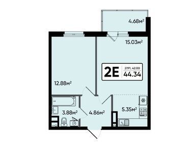 2-комнатная 44.34 кв.м, ЖК «Северный Квартал», 6 193 864 руб.