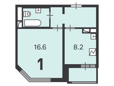Планировки однокомнатные в Жилой дом «Дмитрия Ульянова ул., д. 27, к. 1»