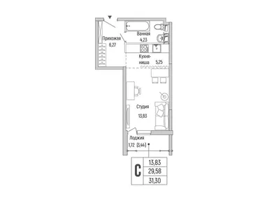 Студия 31.30 кв.м, ЖК Riga Hills (Рига Хиллс), 9 478 170 руб.