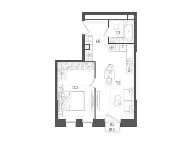1-комнатная 41.90 кв.м, ЖК «Пейв», 27 121 870 руб.