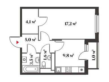 1-комнатная 41.30 кв.м, Миниполис «Восемь Кленов», 14 101 318 руб.