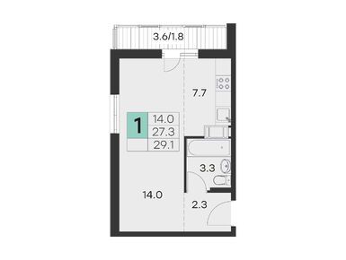 Планировки однокомнатные в ЖК «Олимп» (Хотьково)