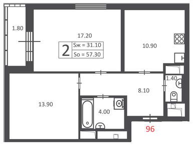 Планировки двухкомнатные в Жилой дом «3-я Прядильная ул., з/у 14»
