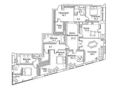5-комнатная 224.10 кв.м, ЖК Barrin House (Баррин Хаус), 695 602 500 руб.