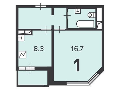 1-комнатная 36.50 кв.м, Жилой дом «Дмитрия Ульянова ул., д. 27, к. 1», 20 433 118 руб.