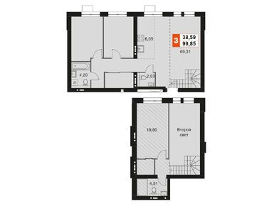 Планировки трехкомнатные в ЖК «Мартемьяново Клаб»