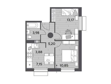 Планировки двухкомнатные в ЖК «Публицист»