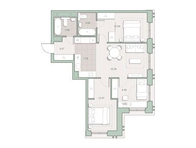 Планировки трехкомнатные в ЖК «Среда на Кутузовском»