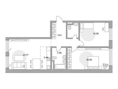 3-комнатная 87.60 кв.м, ЖК MYPRIORITY Басманный (Май Приорити Басманный), 47 202 333 руб.