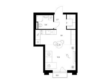 Студия 29.40 кв.м, Середневский лес, 9 116 940 руб.