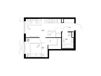 Планировки однокомнатные в Кавказский бульвар 51