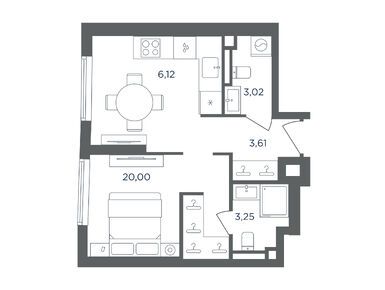 1-комнатная 36.00 кв.м, ЖК «Сикрет Гарден», 22 968 000 руб.