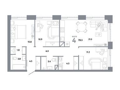 Планировки четырехкомнатные в ЖК «Страна. Заречная»