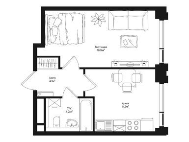 1-комнатная 36.40 кв.м, ЖК Rakurs (Ракурс), 20 721 355 руб.