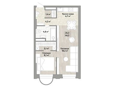 Планировки однокомнатные в ЖК «Новые Смыслы»