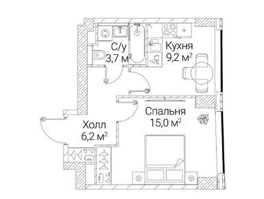1-комнатная 34.10 кв.м, ЖК «Сезар Будущее», 25 619 330 руб.