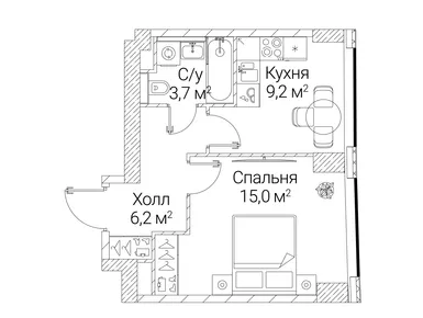 1-комнатная 34.10 кв.м, ЖК «Сезар Будущее», 25 619 330 руб.