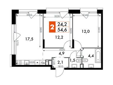 2-комнатная 54.60 кв.м, ЖК The Lake (Лэйк), 37 403 184 руб.