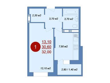 Планировки однокомнатные в ЖК «Новые Островцы»