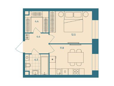 Планировки однокомнатные в ЖК ERA (ЭРА)