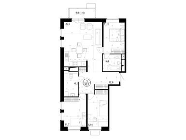 Планировки трехкомнатные в ЖК «Союзный»