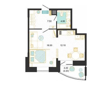 Студия 42.30 кв.м, ЖК «Оптима», 6 345 000 руб.