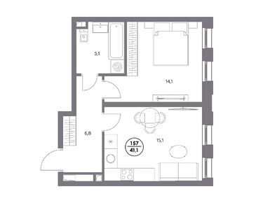 1-комнатная 41.10 кв.м, ЖК «Адмирал», 19 447 556 руб.