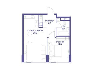 1-комнатная 53.40 кв.м, ЖК «Начало», 64 026 600 руб.