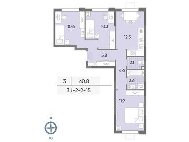 Планировки трехкомнатные в ЖК «Лучи»