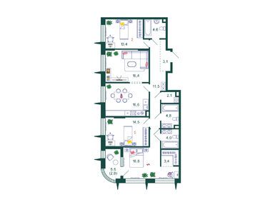 Планировки четырехкомнатные в Жилой квартал Shagal (Шагал)