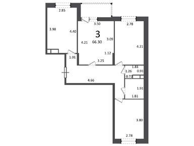 3-комнатная 66.30 кв.м, Жилой дом «Генерала Пилипенко ул., д.1, к. 2», 10 117 380 руб.