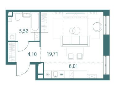 Студия 35.30 кв.м, ЖК «Одинбург», 9 490 000 руб.
