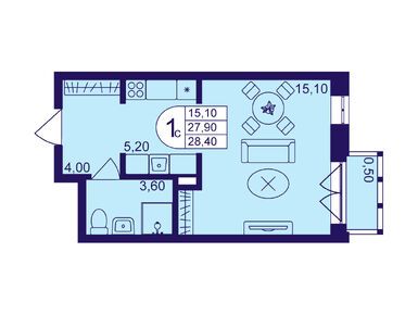 Студия 28.40 кв.м, ЖК «Героев», 6 702 400 руб.