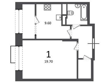 1-комнатная 41.00 кв.м, Жилой дом «Клинская ул., д. 2А», 17 535 353 руб.