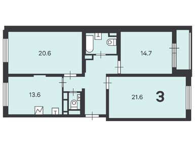 3-комнатная 87.80 кв.м, Жилой дом «Новомихайловское ш., д. 1, к. 1-5», 19 166 740 руб.
