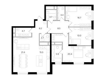 Планировки четырехкомнатные в Клубный дом «Интонация»