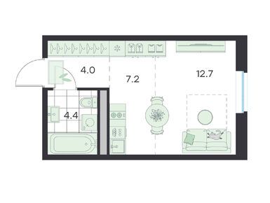 Планировки студии в ЖК «Джи Три Михалевич»